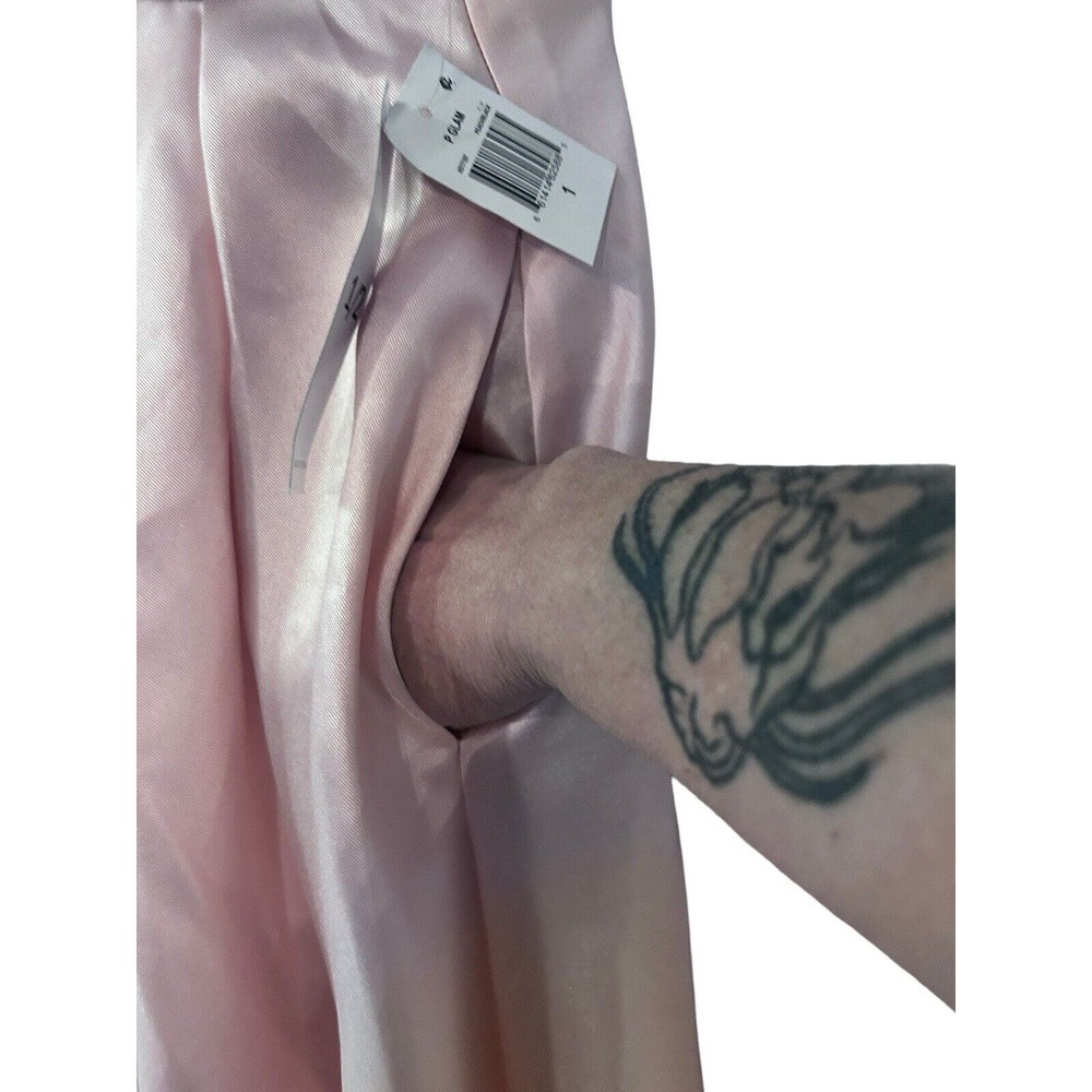 Teeze Me Corset Back Ball Gown Strapless Formal Maxi Peach Black Tie Prom Dress - Picture 14 of 16